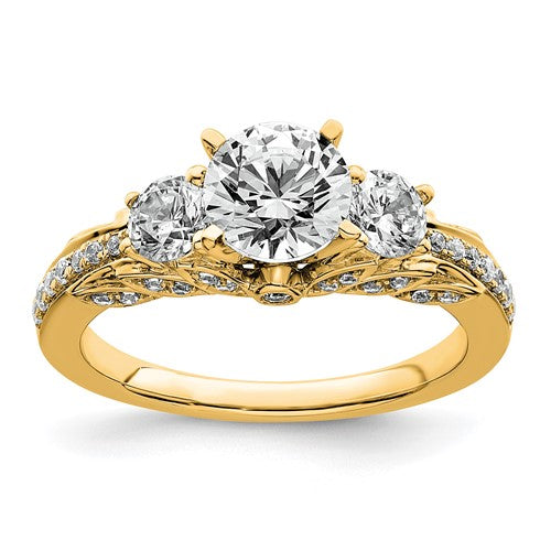 Three-Stone Lab-Grown Diamond Engagement Ring in 14K Yellow Gold (1 3/4 ct. tw.), Size 7 - Sophia Jewelers