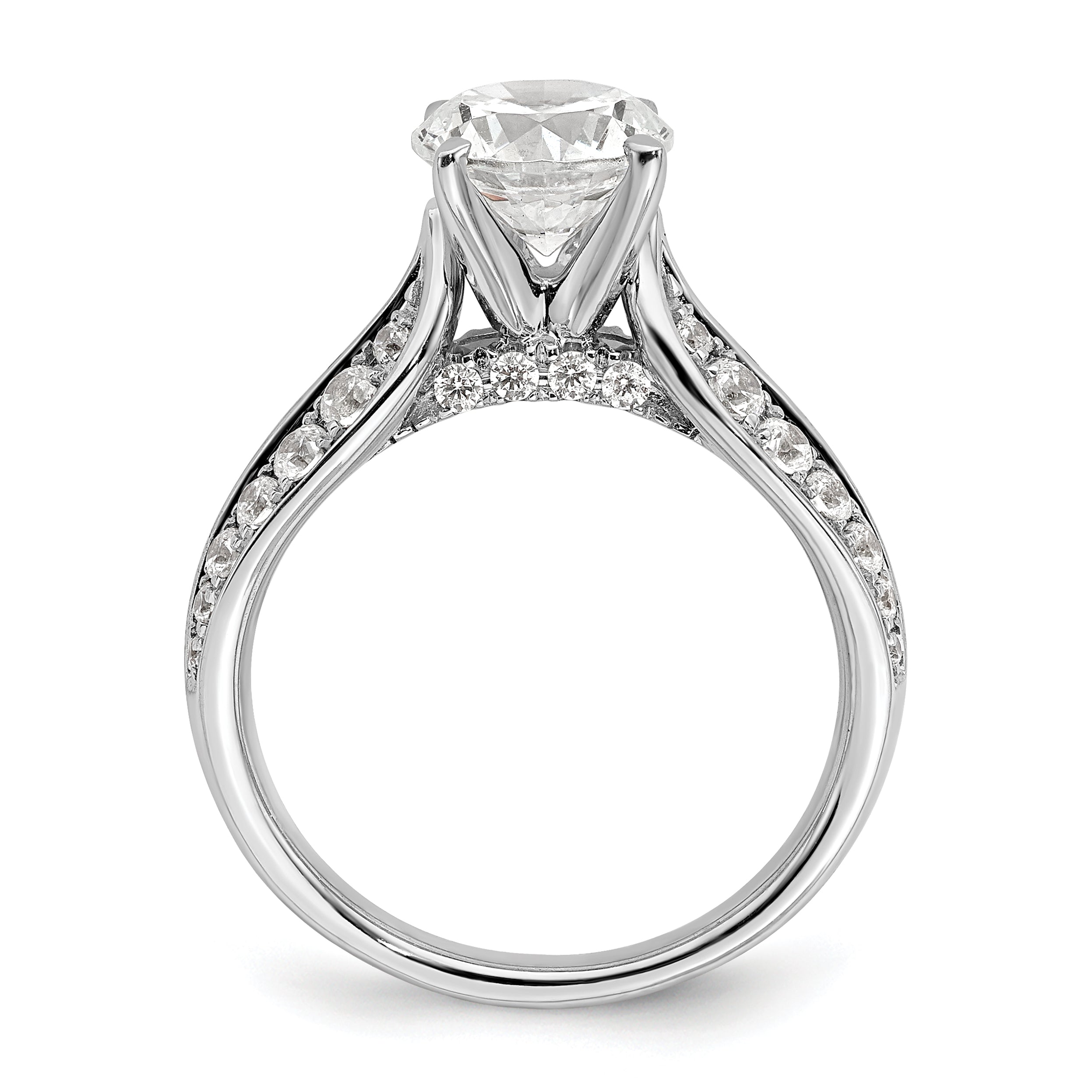 14k White Gold 1 5/8 carat Lab Grown Diamond VS/SI+ G+ Round Complete Engagement Ring