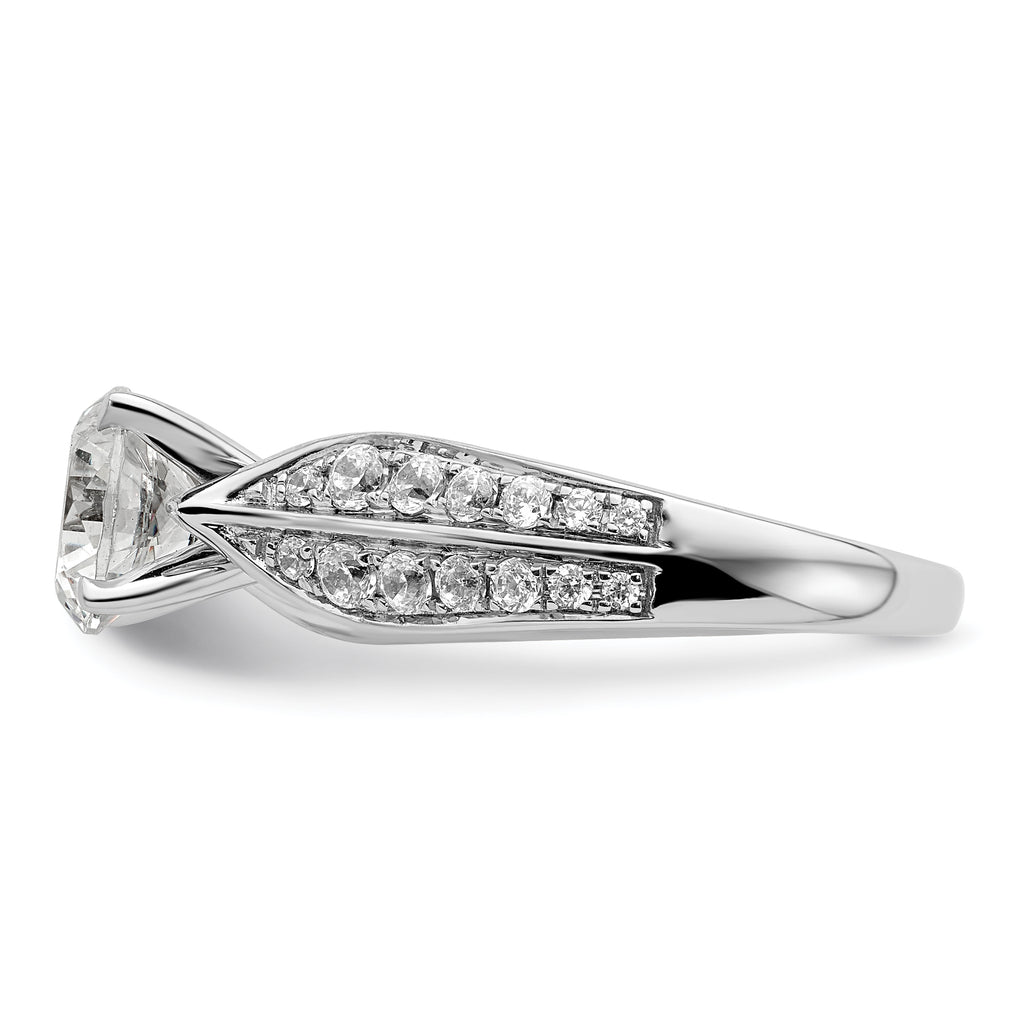14k White Gold 1 5/8 carat Lab Grown Diamond VS/SI+ G+ Round Complete Engagement Ring