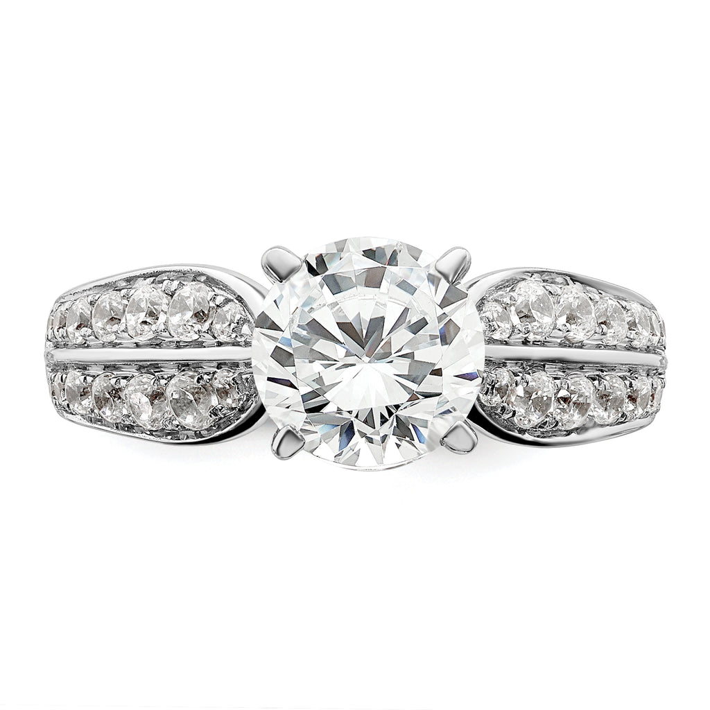 14k White Gold 1 5/8 carat Lab Grown Diamond VS/SI+ G+ Round Complete Engagement Ring