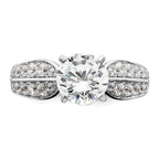 14k White Gold 1 5/8 carat Lab Grown Diamond VS/SI+ G+ Round Complete Engagement Ring