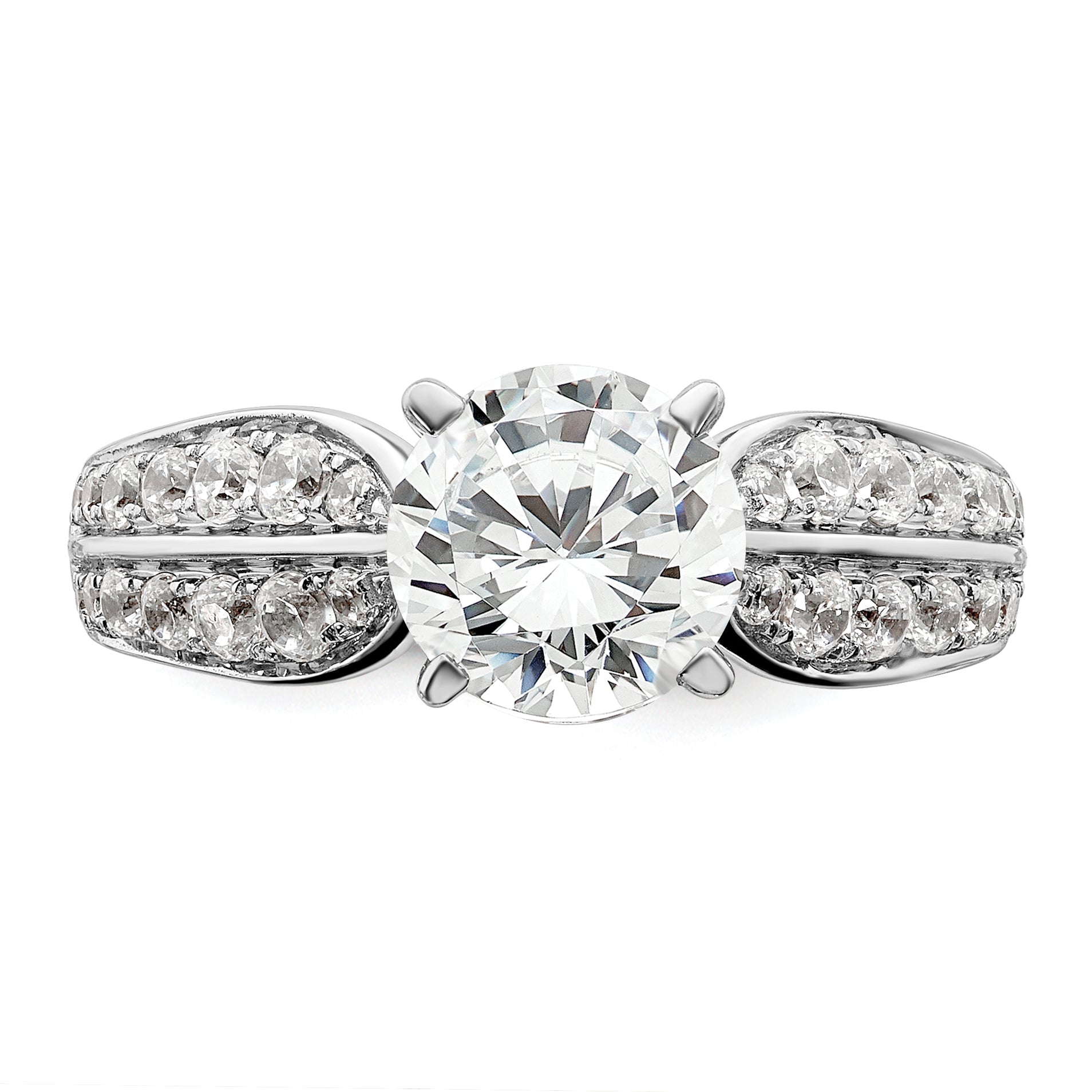 14k White Gold 1 5/8 carat Lab Grown Diamond VS/SI+ G+ Round Complete Engagement Ring