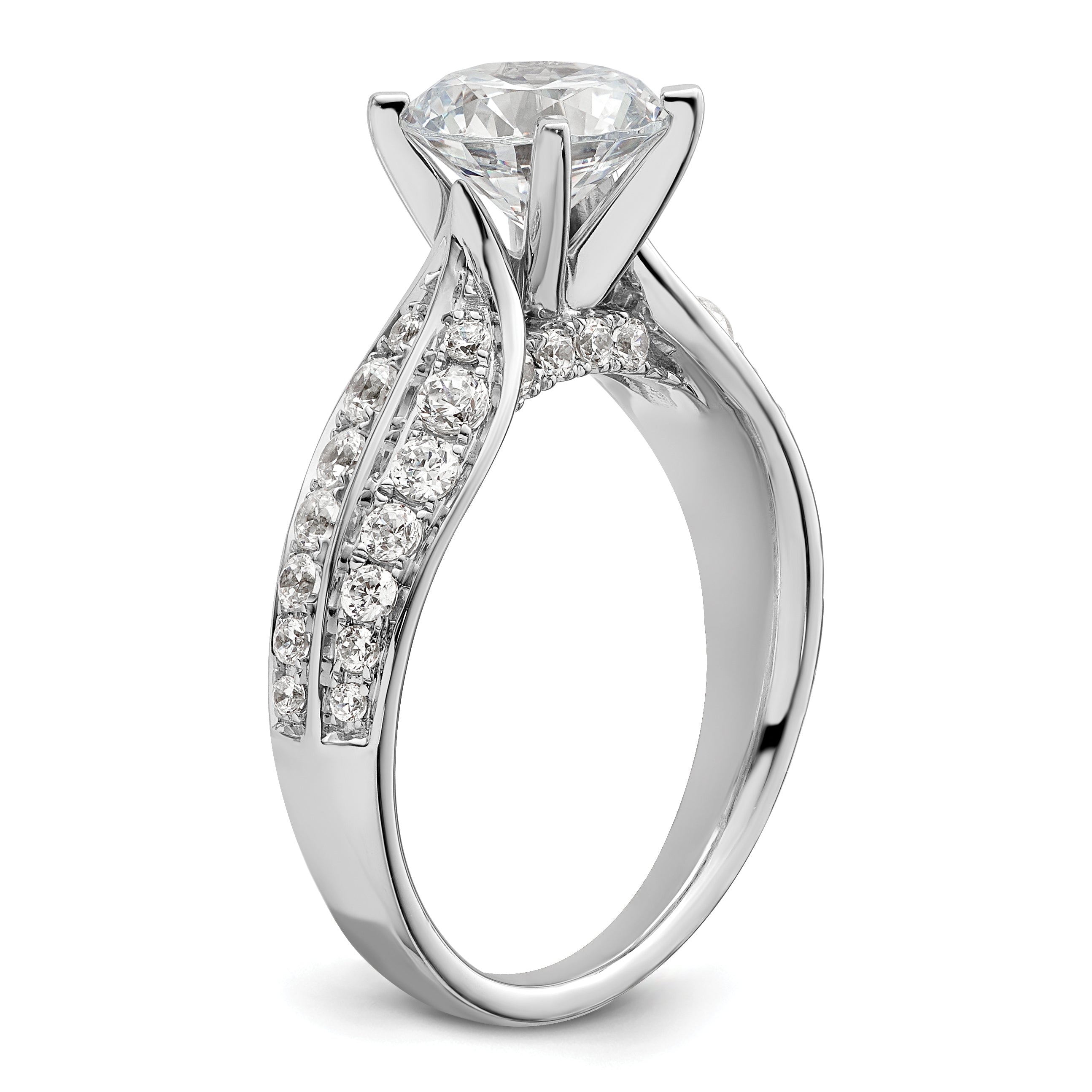 14k White Gold 1 5/8 carat Lab Grown Diamond VS/SI+ G+ Round Complete Engagement Ring