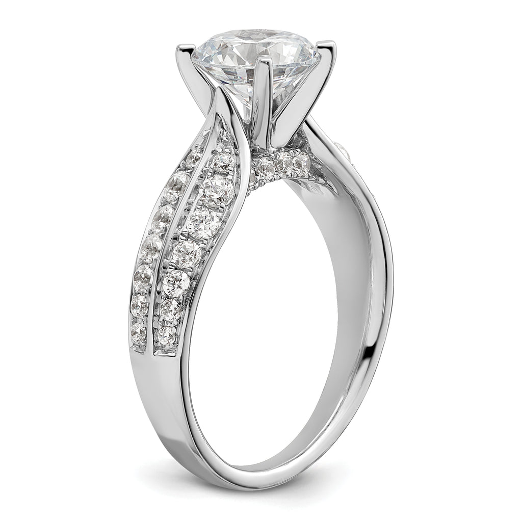 14k White Gold 1 5/8 carat Lab Grown Diamond VS/SI+ G+ Round Complete Engagement Ring