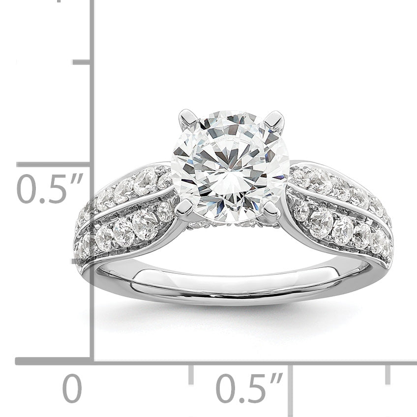 14k White Gold 1 5/8 carat Lab Grown Diamond VS/SI+ G+ Round Complete Engagement Ring