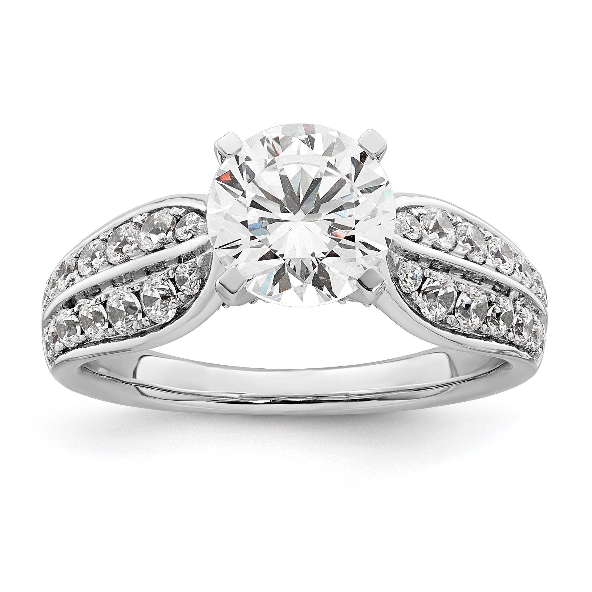 14k White Gold 2 1/8 carat Lab Grown Diamond VS/SI+ G+ Round Complete Engagement Ring Main image