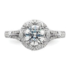 14k White Gold 1/3 carat Lab Grown Diamond VS/SI+ G+ 1 carat Center Round Semi Mount Halo Engagement Ring