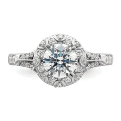 14k White Gold 1/3 carat Lab Grown Diamond VS/SI+ G+ 1 carat Center Round Semi Mount Halo Engagement Ring