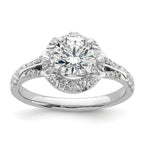 14k White Gold 1/3 carat Lab Grown Diamond VS/SI+ G+ 1 carat Center Round Semi Mount Halo Engagement Ring