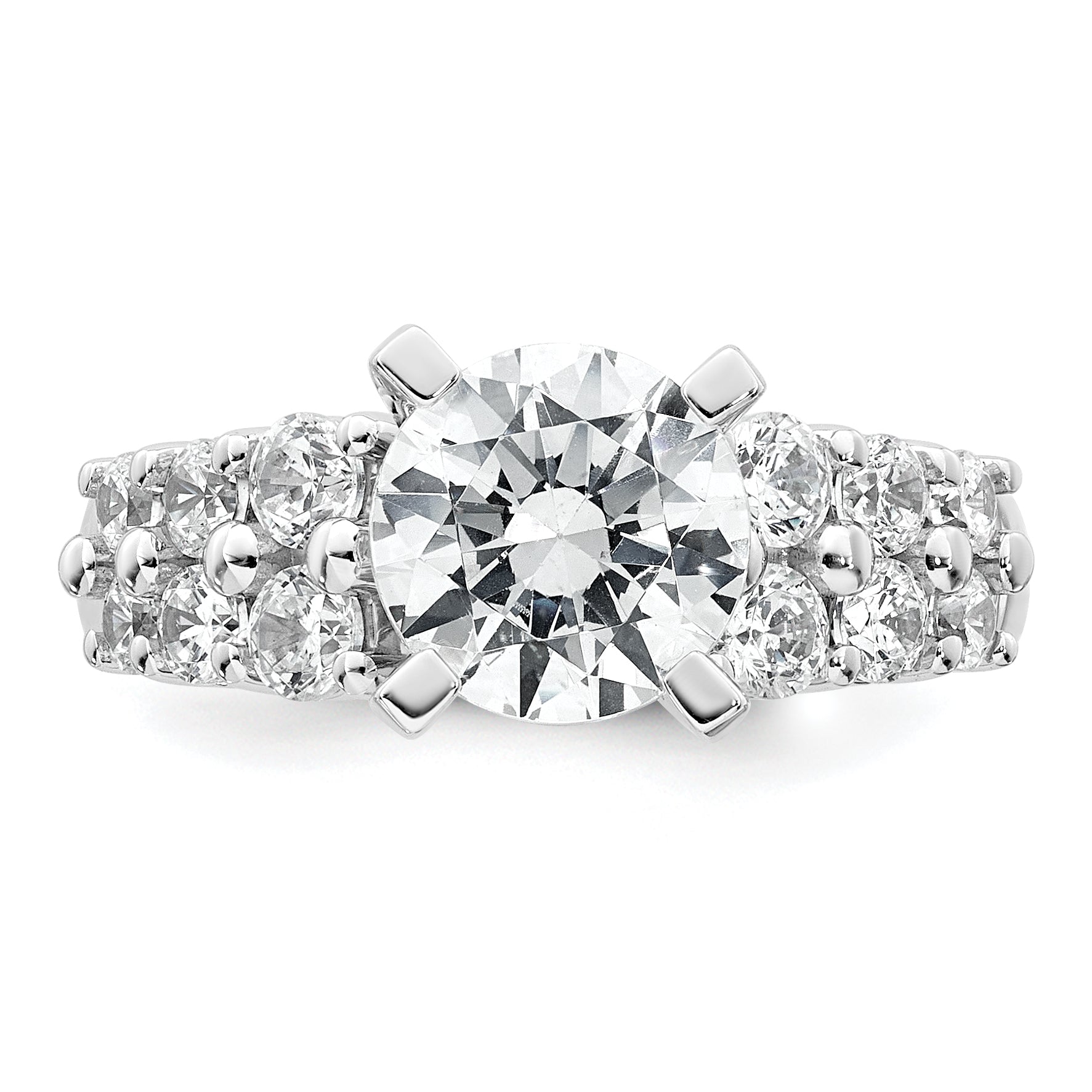 14k White Gold 2 7/8 carat Certified Lab Grown Diamond VS+ F+ Round Complete Engagement Ring