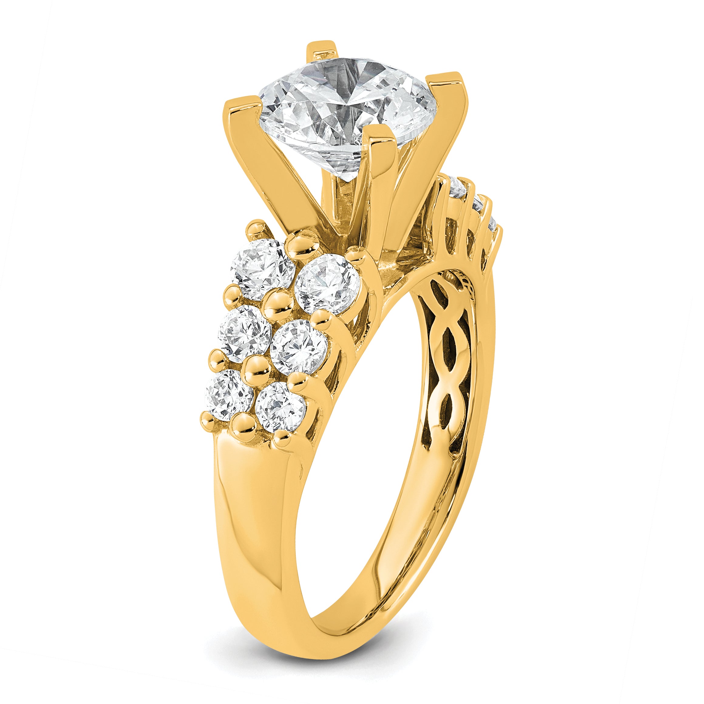 14k 2 7/8 carat Certified Lab Grown Diamond VS+ F+ Round Complete Engagement Ring