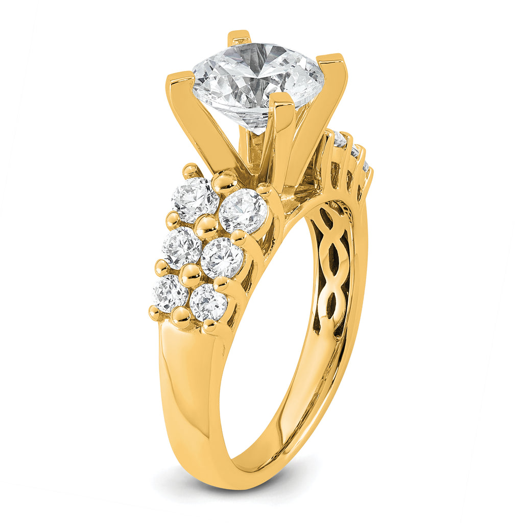 14k 2 7/8 carat Certified Lab Grown Diamond VS+ F+ Round Complete Engagement Ring