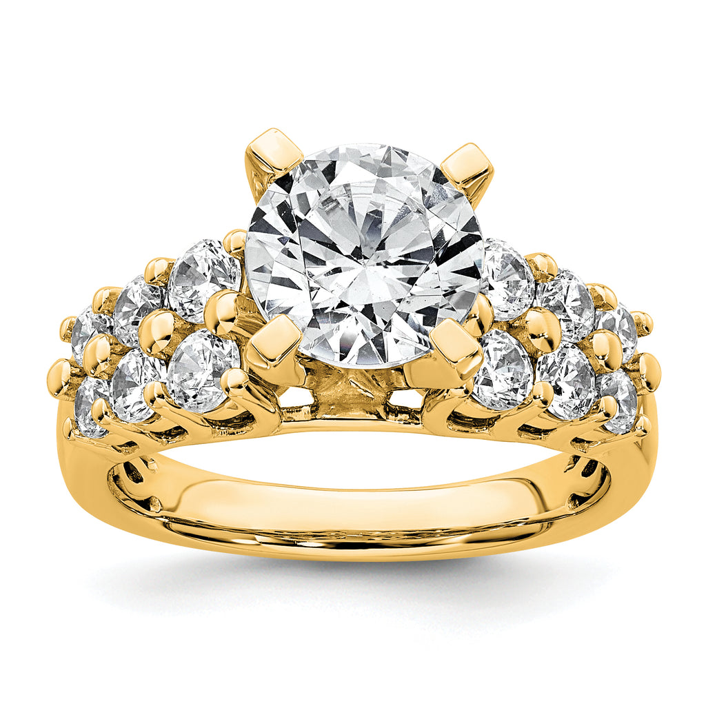 14k 2 7/8 carat Certified Lab Grown Diamond VS+ F+ Round Complete Engagement Ring