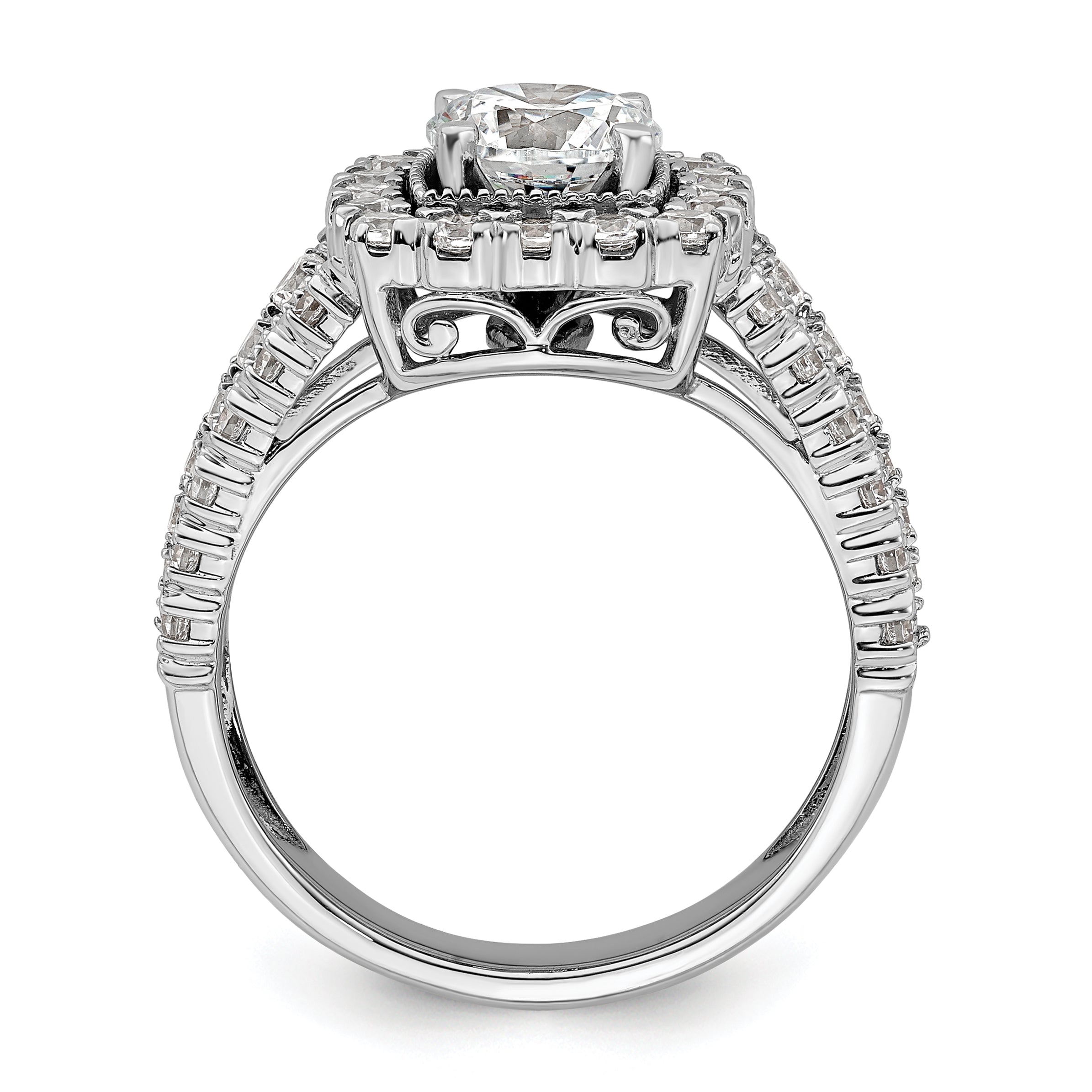 14k White Gold 1 1/3 carat Lab Grown Diamond VS/SI+ G+ 1 carat Center Round Semi Mount Engagement Ring Secondary image