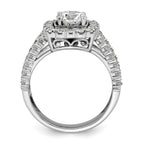 14k White Gold 1 1/3 carat Lab Grown Diamond VS/SI+ G+ 1 carat Center Round Semi Mount Engagement Ring