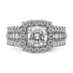 14k White Gold 1 1/3 carat Lab Grown Diamond VS/SI+ G+ 1 carat Center Round Semi Mount Engagement Ring