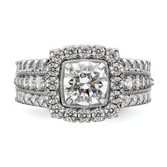14k White Gold 1 1/3 carat Lab Grown Diamond VS/SI+ G+ 1 carat Center Round Semi Mount Engagement Ring