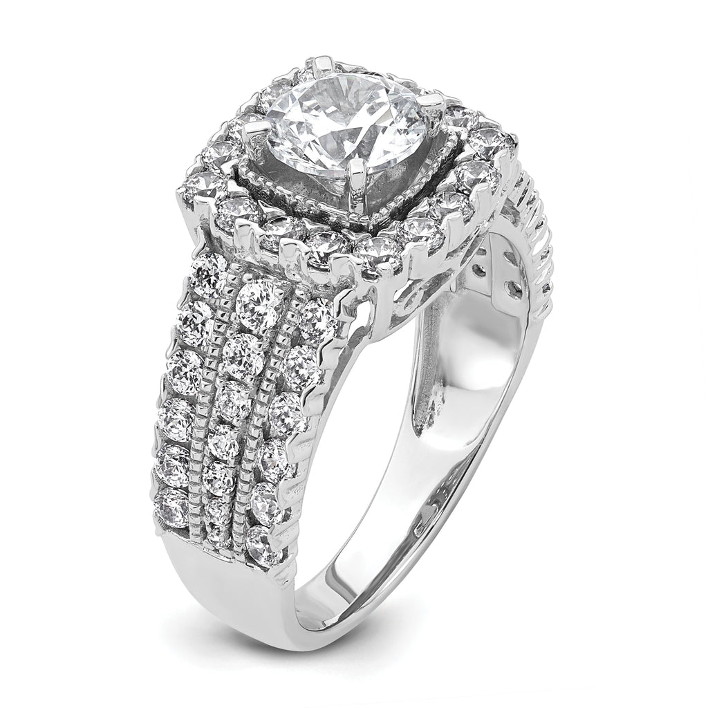 14k White Gold 1 1/3 carat Lab Grown Diamond VS/SI+ G+ 1 carat Center Round Semi Mount Engagement Ring