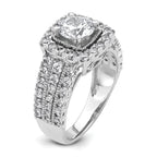 14k White Gold 1 1/3 carat Lab Grown Diamond VS/SI+ G+ 1 carat Center Round Semi Mount Engagement Ring