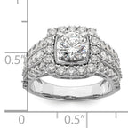 14k White Gold 1 1/3 carat Lab Grown Diamond VS/SI+ G+ 1 carat Center Round Semi Mount Engagement Ring