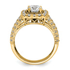 14k 1 1/3 carat Lab Grown Diamond VS/SI+ G+ 1 carat Center Round Semi Mount Engagement Ring