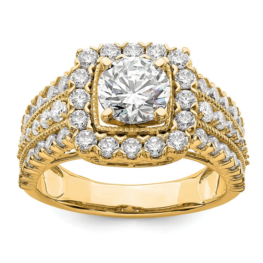 14k 1 1/3 carat Lab Grown Diamond VS/SI+ G+ 1 carat Center Round Semi Mount Engagement Ring