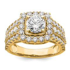 14k 1 1/3 carat Lab Grown Diamond VS/SI+ G+ 1 carat Center Round Semi Mount Engagement Ring
