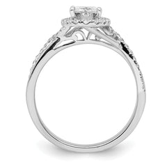 14k White Gold 1/4 carat Lab Grown Diamond VS/SI+ G+ 3/4 carat Center Round Semi Mount Bypass Engagement Ring