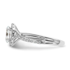 14k White Gold 1/4 carat Lab Grown Diamond VS/SI+ G+ 3/4 carat Center Round Semi Mount Bypass Engagement Ring