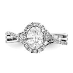14k White Gold 1/4 carat Lab Grown Diamond VS/SI+ G+ 3/4 carat Center Round Semi Mount Bypass Engagement Ring