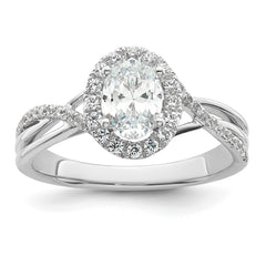 14k White Gold 1/4 carat Lab Grown Diamond VS/SI+ G+ 3/4 carat Center Round Semi Mount Bypass Engagement Ring