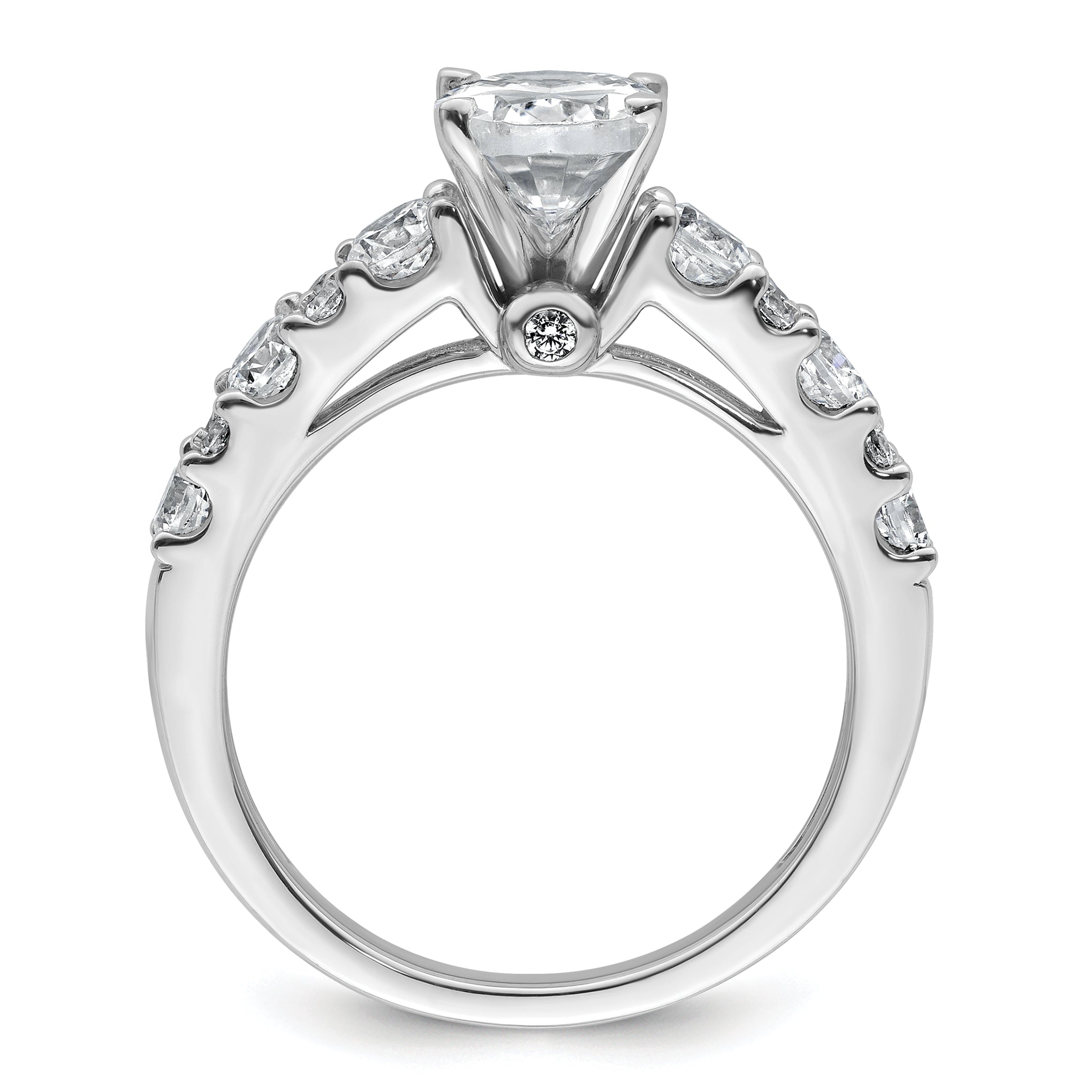14k White Gold 1 carat Lab Grown Diamond VS/SI+ G+ 1 1/4 carat Oval Center Semi Mount Engagement Ring
