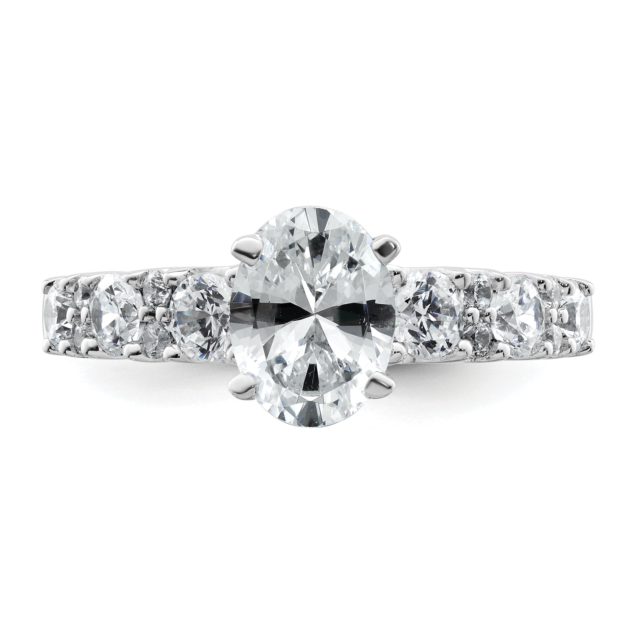 14k White Gold 1 carat Lab Grown Diamond VS/SI+ G+ 1 1/4 carat Oval Center Semi Mount Engagement Ring