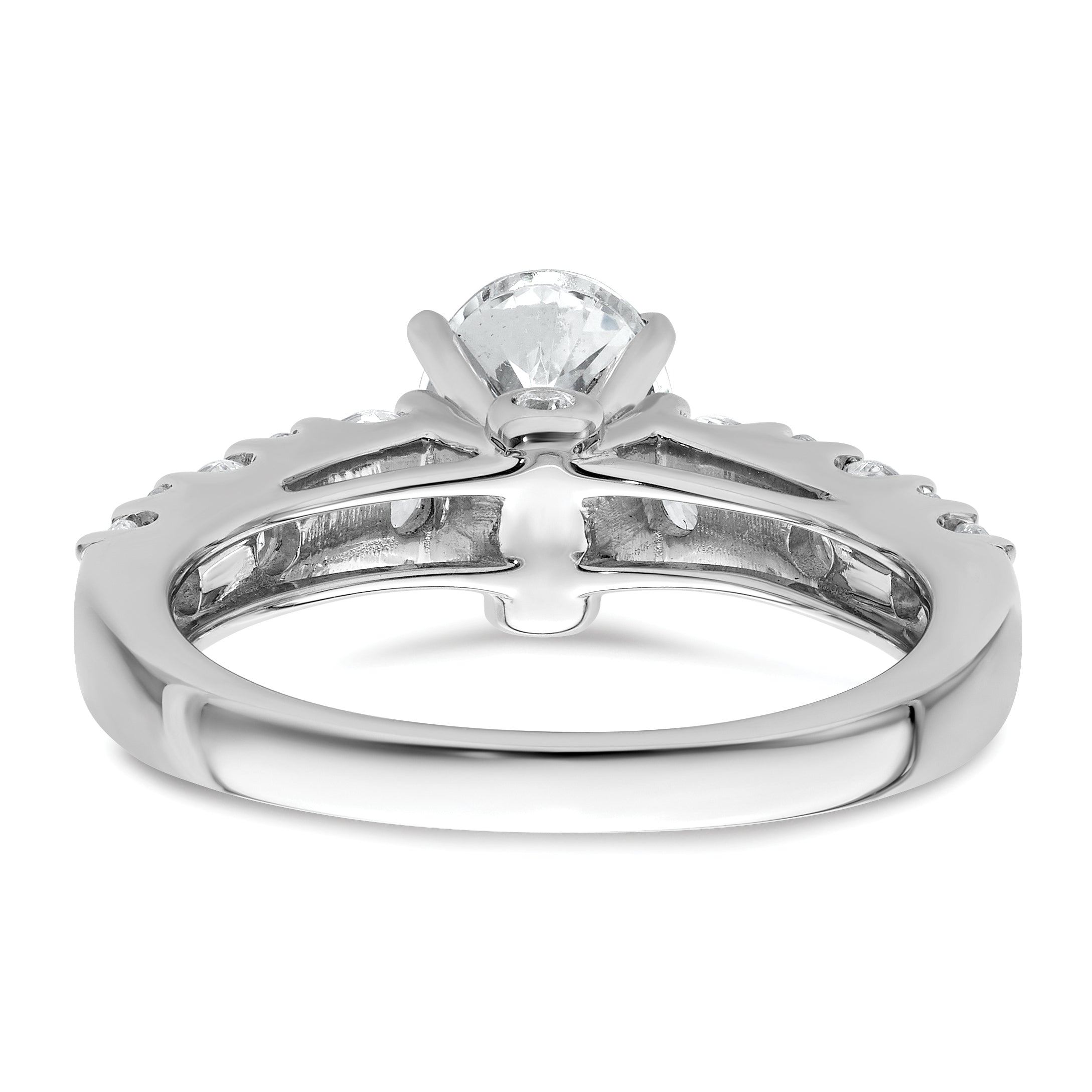 14k White Gold 1 carat Lab Grown Diamond VS/SI+ G+ 1 1/4 carat Oval Center Semi Mount Engagement Ring