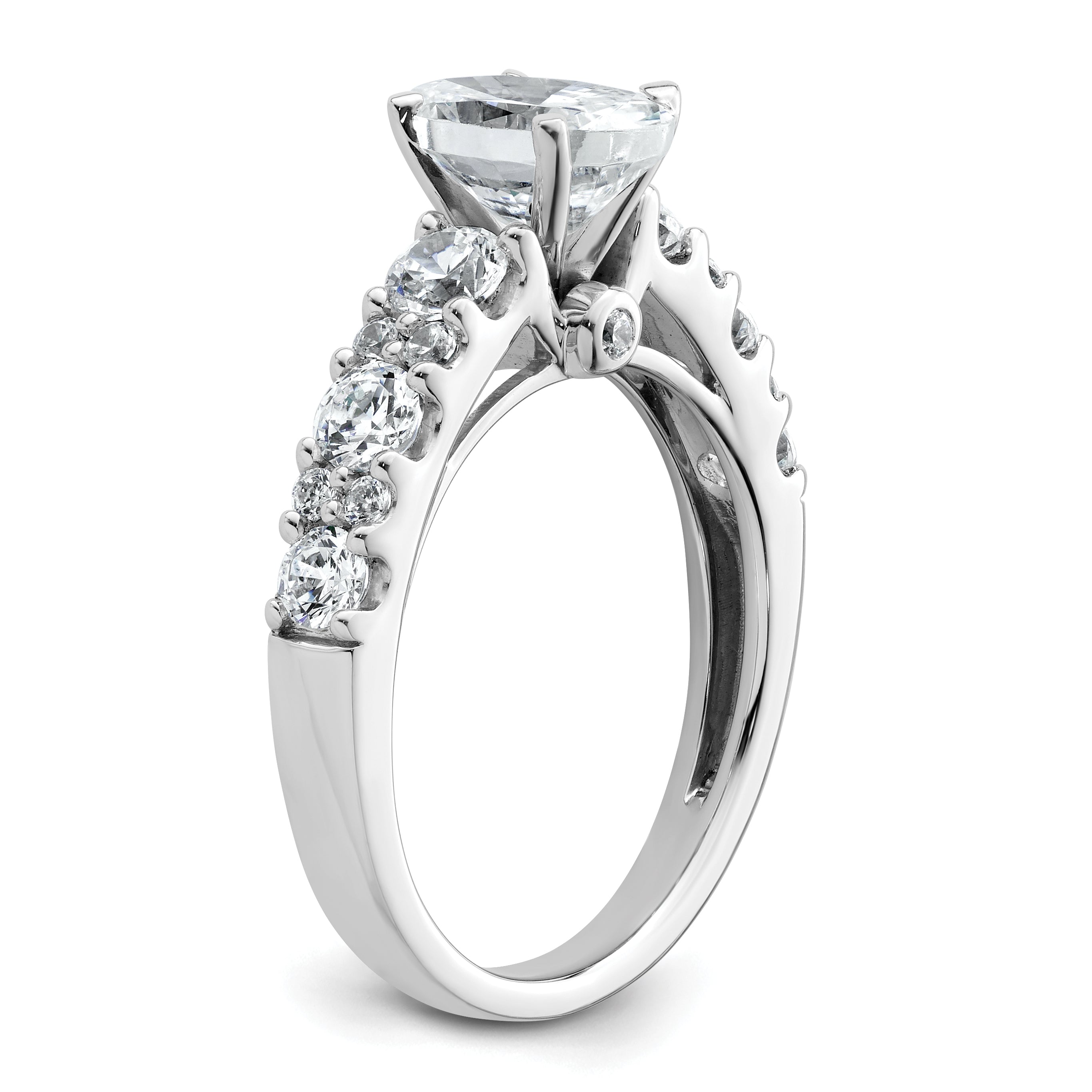 14k White Gold 1 carat Lab Grown Diamond VS/SI+ G+ 1 1/4 carat Oval Center Semi Mount Engagement Ring