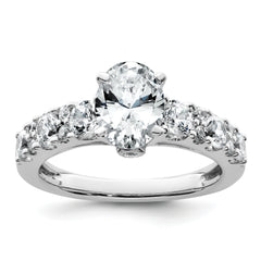14k White Gold 1 carat Lab Grown Diamond VS/SI+ G+ 1 1/4 carat Oval Center Semi Mount Engagement Ring