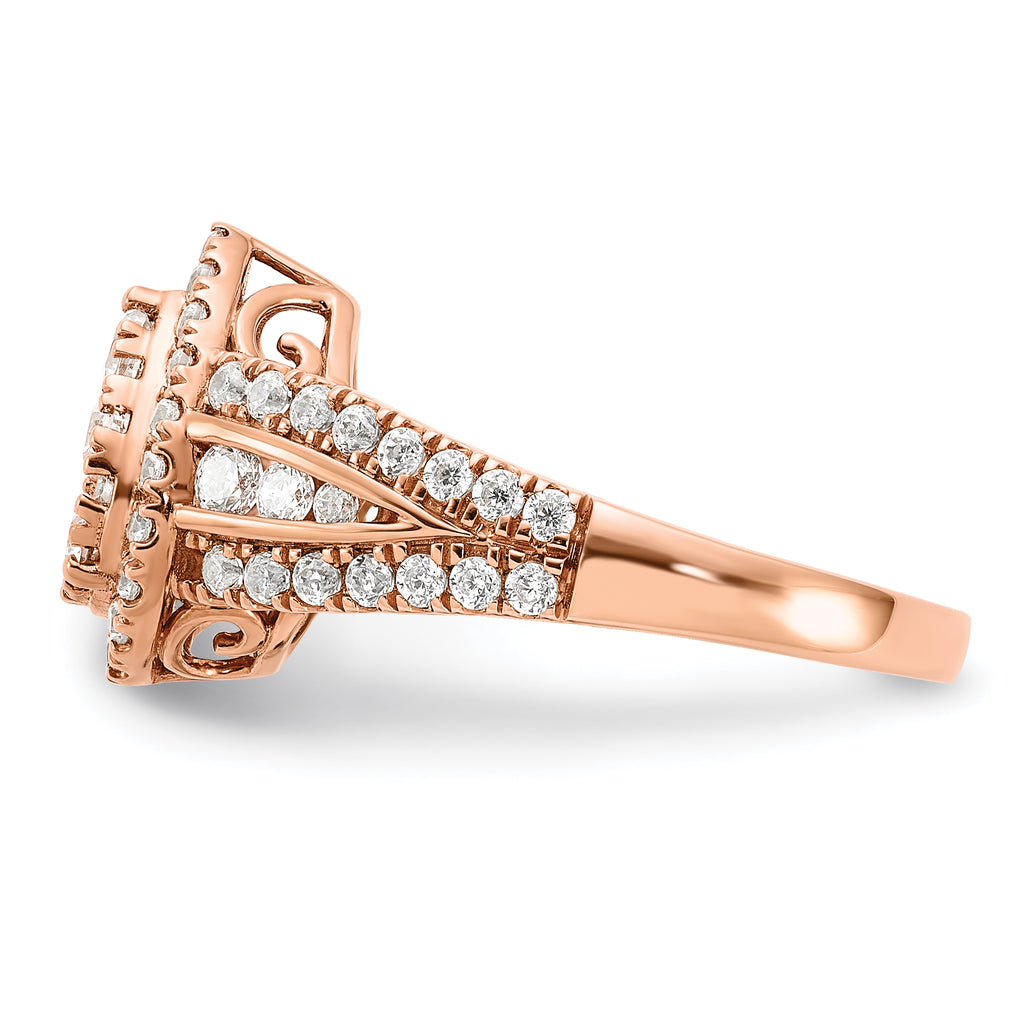14k Rose Gold 1 1/4 carat Lab Grown Diamond VS/SI+ G+ Complete Cluster Engagement Ring
