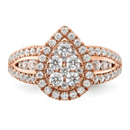 14k Rose Gold 1 1/4 carat Lab Grown Diamond VS/SI+ G+ Complete Cluster Engagement Ring