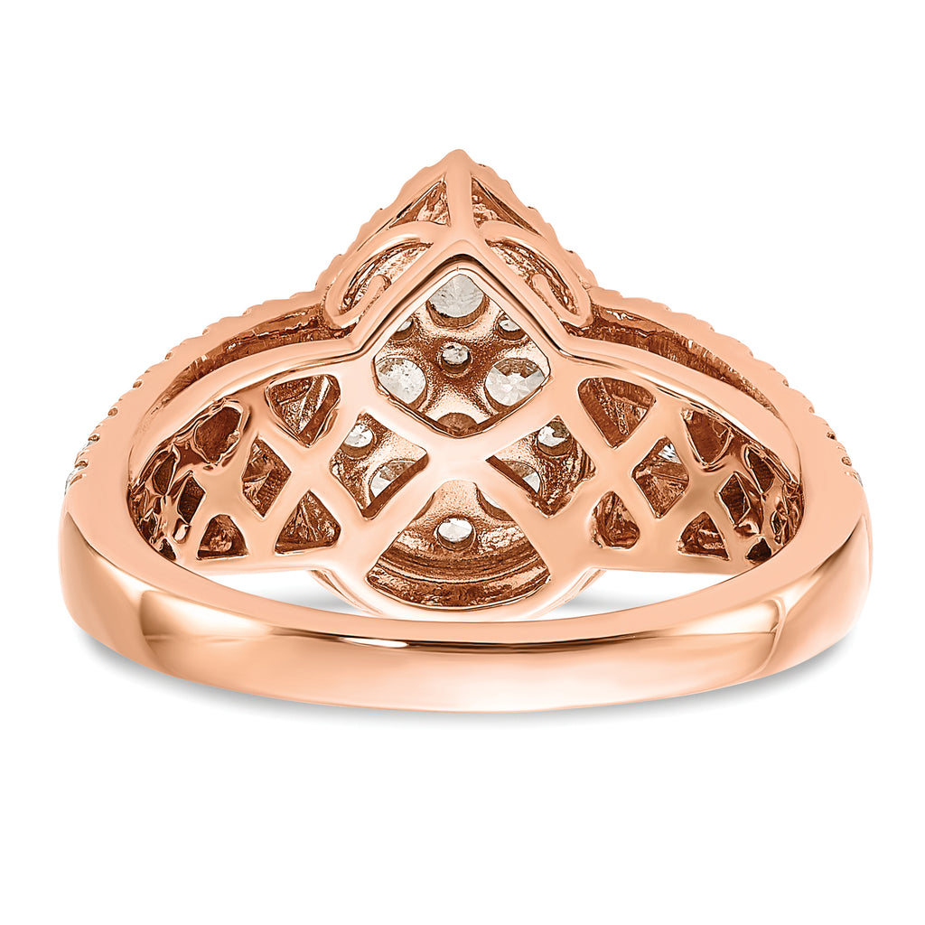 14k Rose Gold 1 1/4 carat Lab Grown Diamond VS/SI+ G+ Complete Cluster Engagement Ring