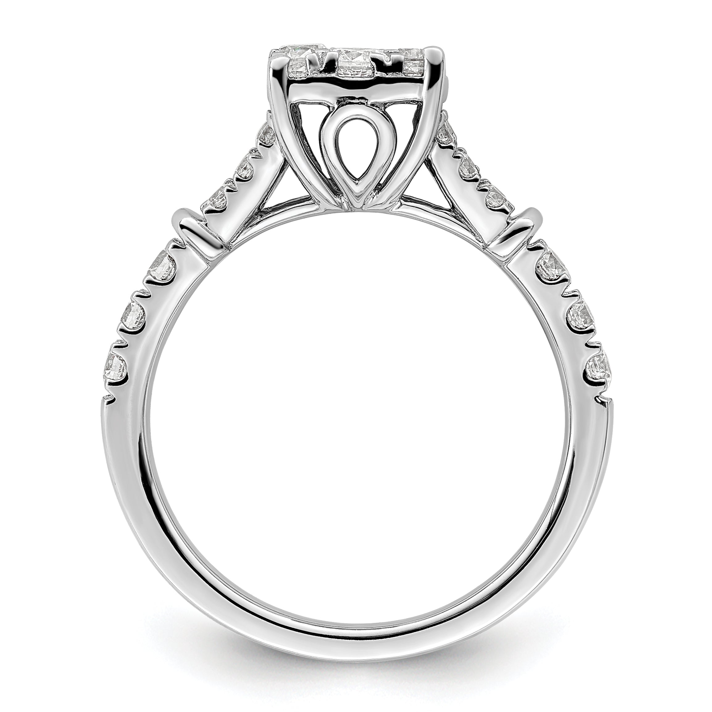 14k White Gold 1 carat Lab Grown Diamond VS/SI+ G+ Complete Cluster Engagement Ring
