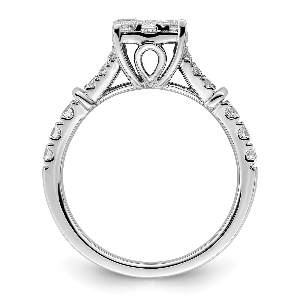 14k White Gold 1 carat Lab Grown Diamond VS/SI+ G+ Complete Cluster Engagement Ring