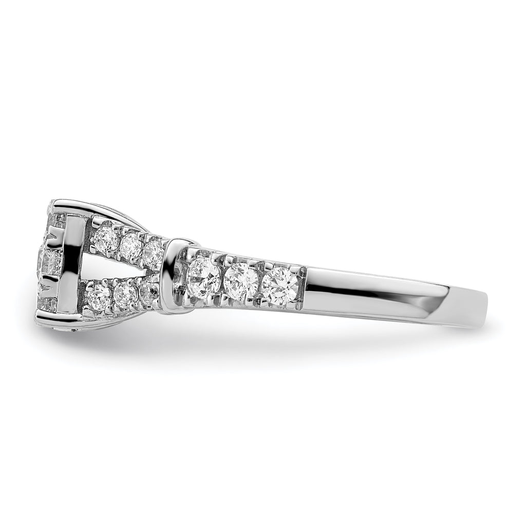 14k White Gold 1 carat Lab Grown Diamond VS/SI+ G+ Complete Cluster Engagement Ring