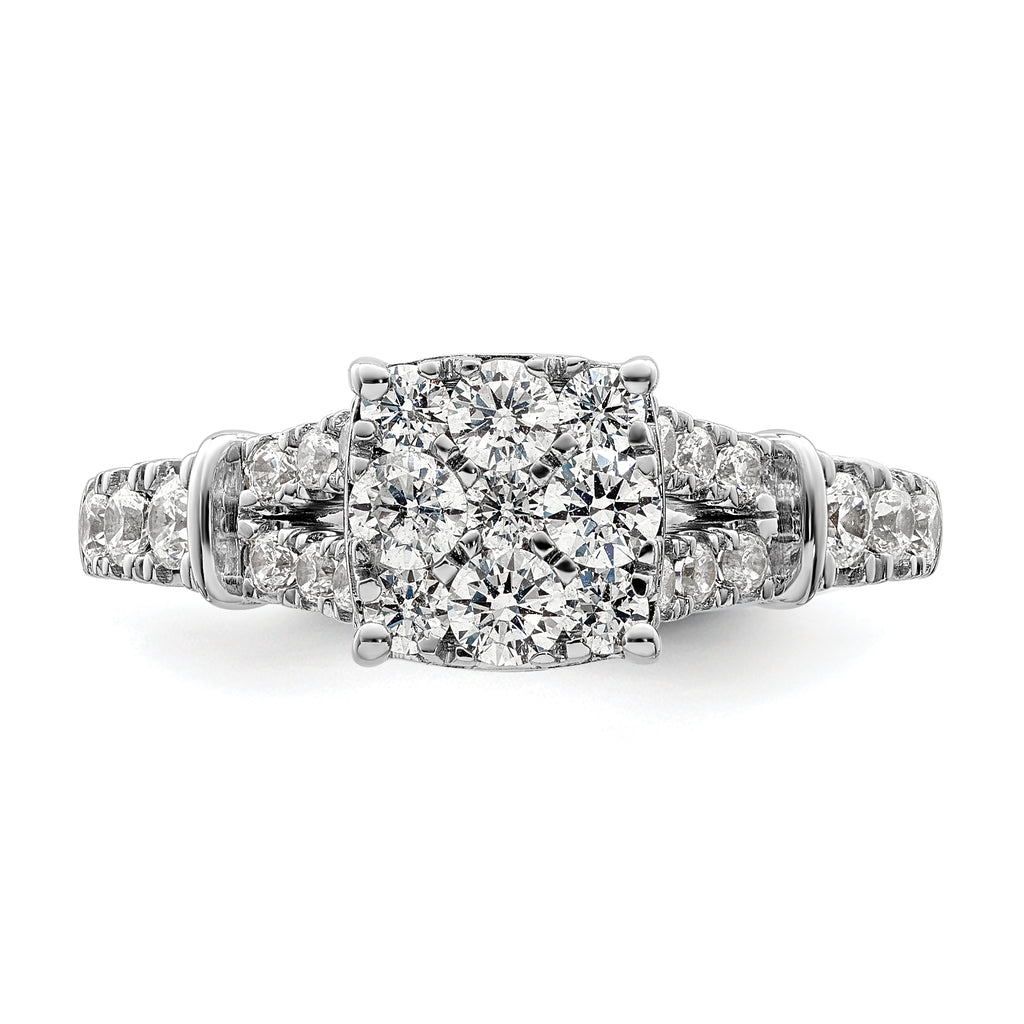 14k White Gold 1 carat Lab Grown Diamond VS/SI+ G+ Complete Cluster Engagement Ring