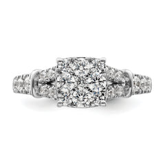 14k White Gold 1 carat Lab Grown Diamond VS/SI+ G+ Complete Cluster Engagement Ring