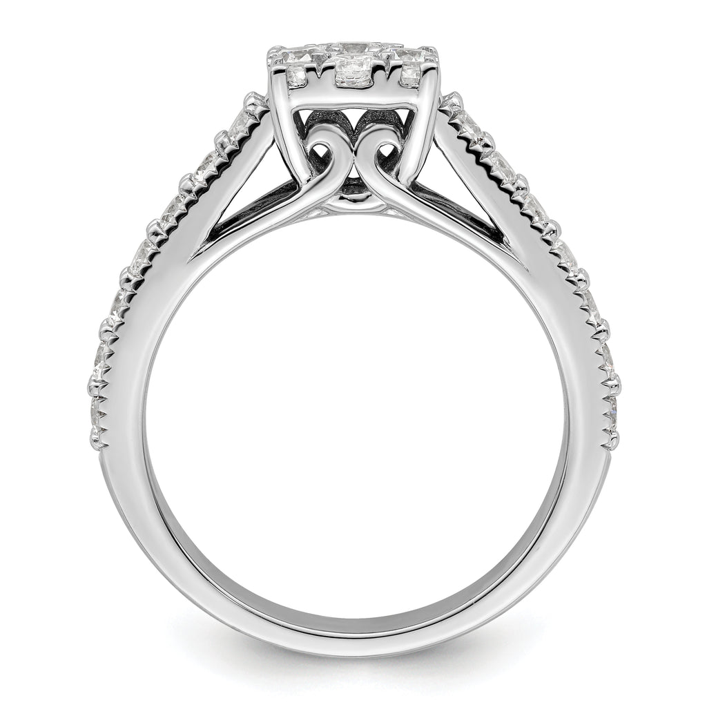 14k White Gold 1 carat Lab Grown Diamond VS/SI+ G+ Complete Cluster Engagement Ring