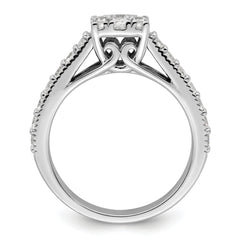 14k White Gold 1 carat Lab Grown Diamond VS/SI+ G+ Complete Cluster Engagement Ring