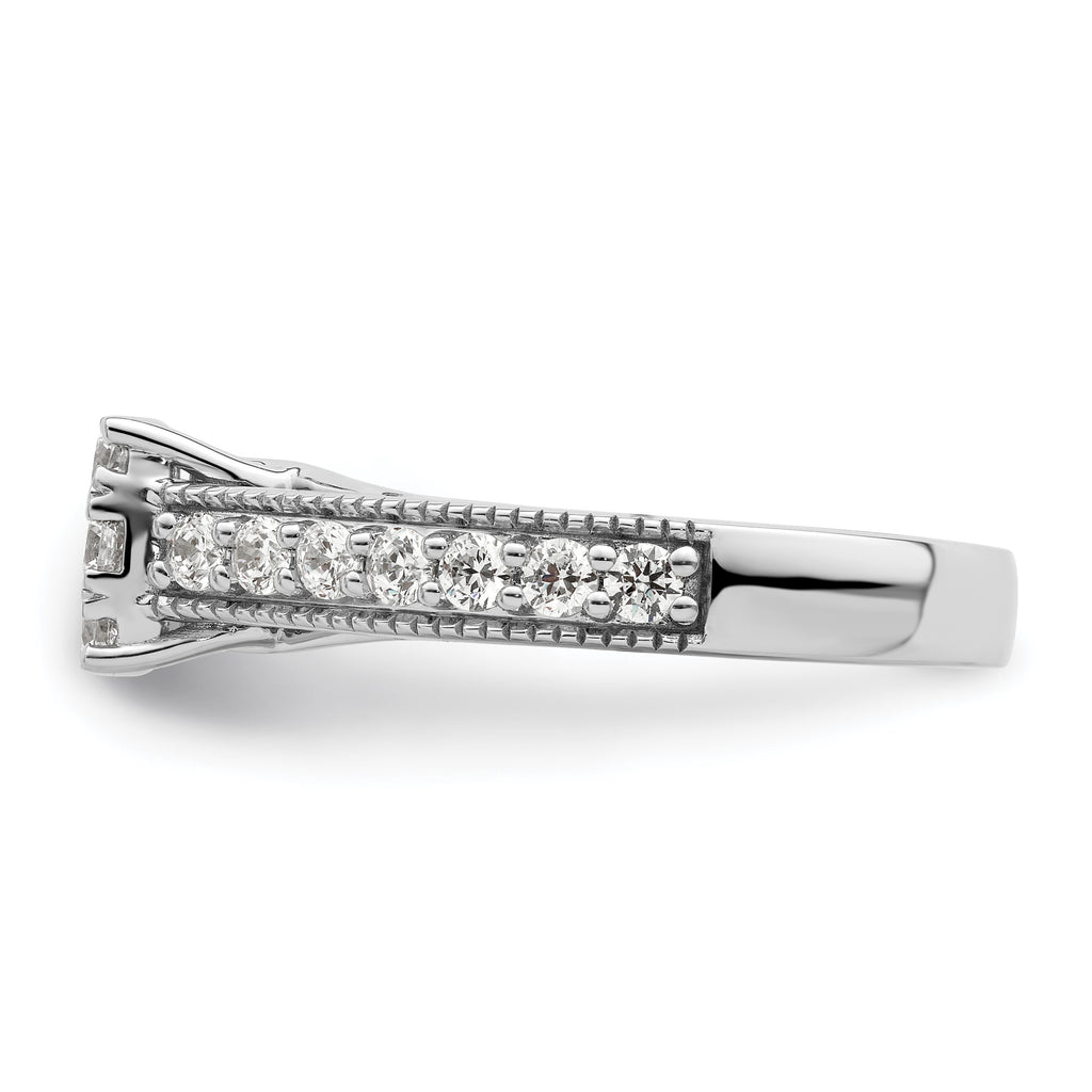 14k White Gold 1 carat Lab Grown Diamond VS/SI+ G+ Complete Cluster Engagement Ring