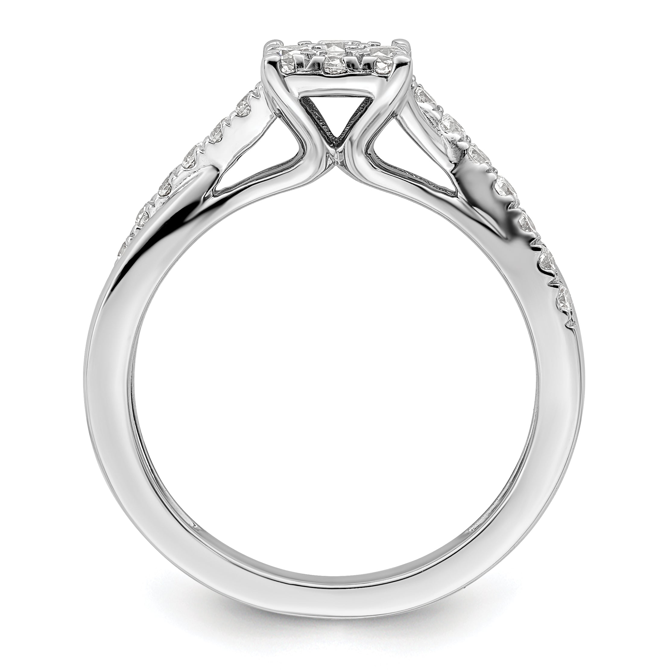 14k White Gold 1/2 carat Lab Grown Diamond VS/SI+ G+ Complete Cluster Engagement Ring Secondary image