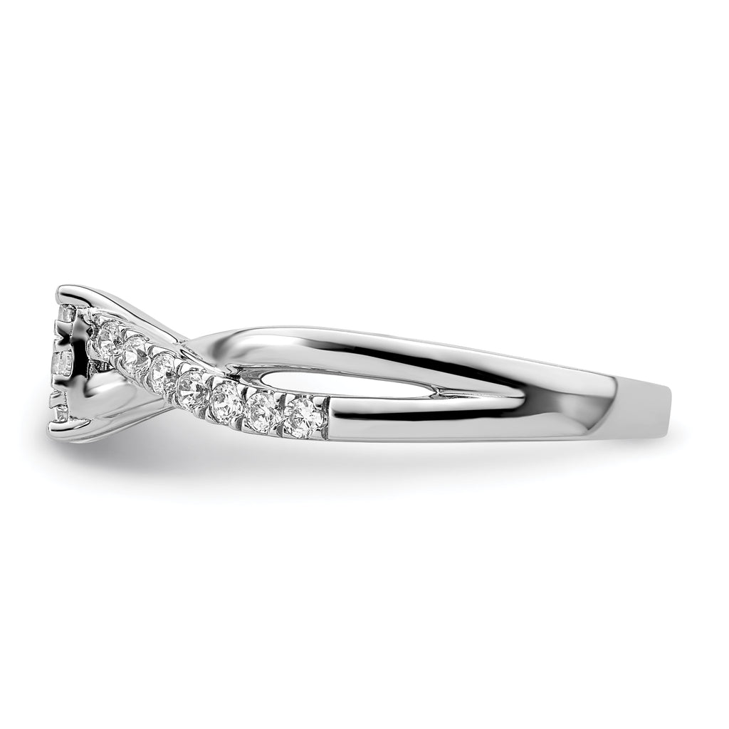 14k White Gold 1/2 carat Lab Grown Diamond VS/SI+ G+ Complete Cluster Engagement Ring