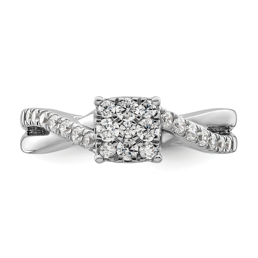 14k White Gold 1/2 carat Lab Grown Diamond VS/SI+ G+ Complete Cluster Engagement Ring